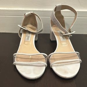 Jimmy Choo white pvc ankle strap sandals